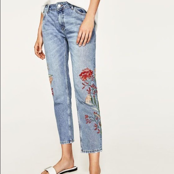Zara Denim - ZARA | Floral embroidered, basic denim